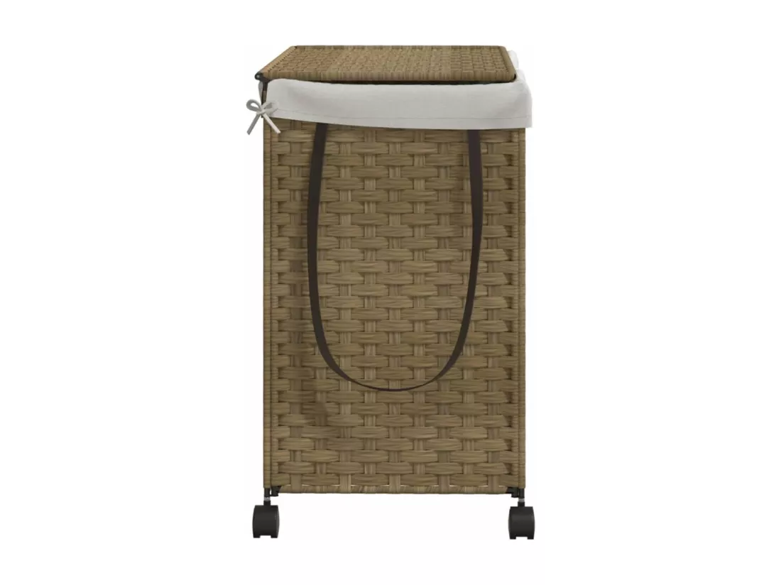 Panier à linge avec roulettes 60x35x60,5 résine tressée