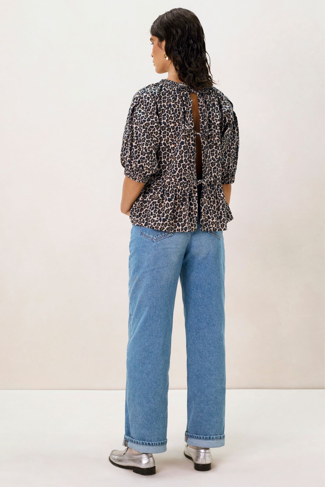 Bruine top met leopard print