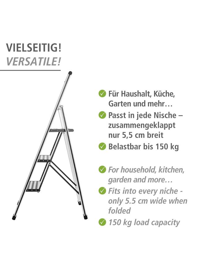 Trittleiter aus Aluminium, klappbar, 3 XXL-Stufen