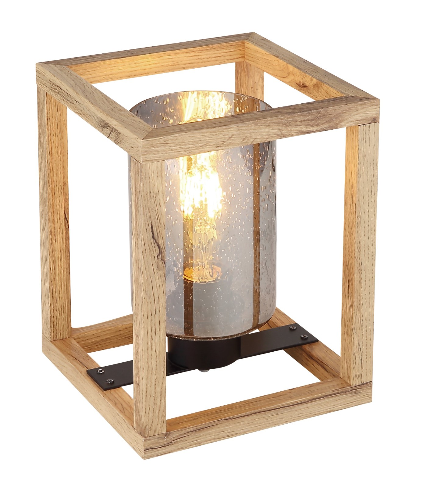 Tischleuchte - holzfarben-rauchfarben - 22 cm hoch