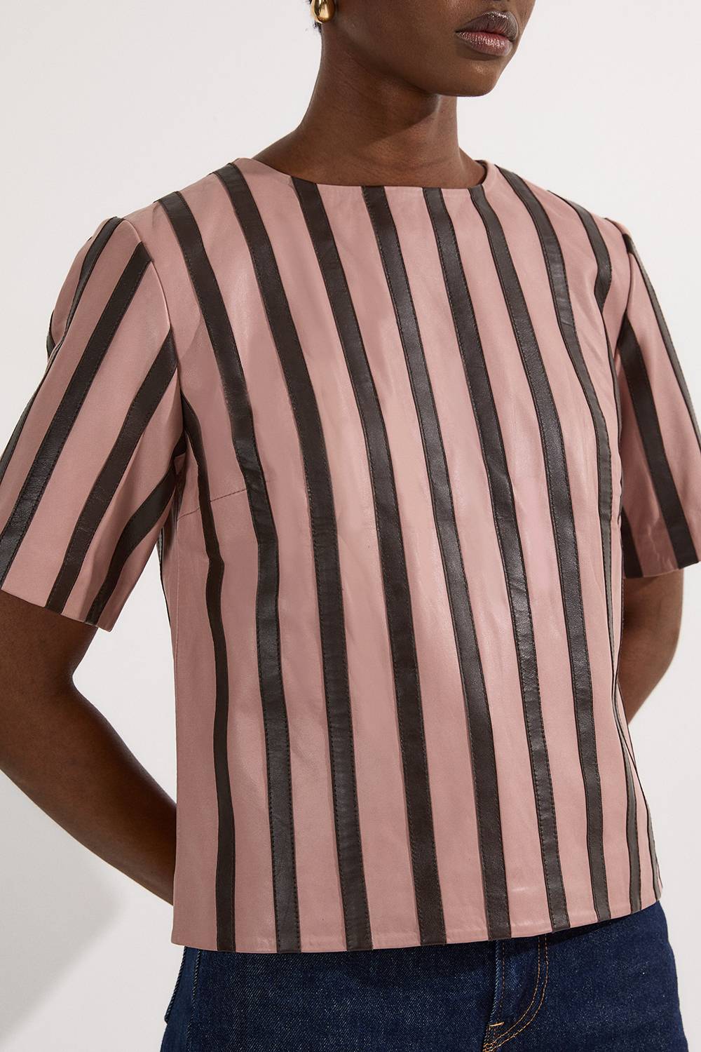 KarenMillen Haut en Cuir à Rayures Mix