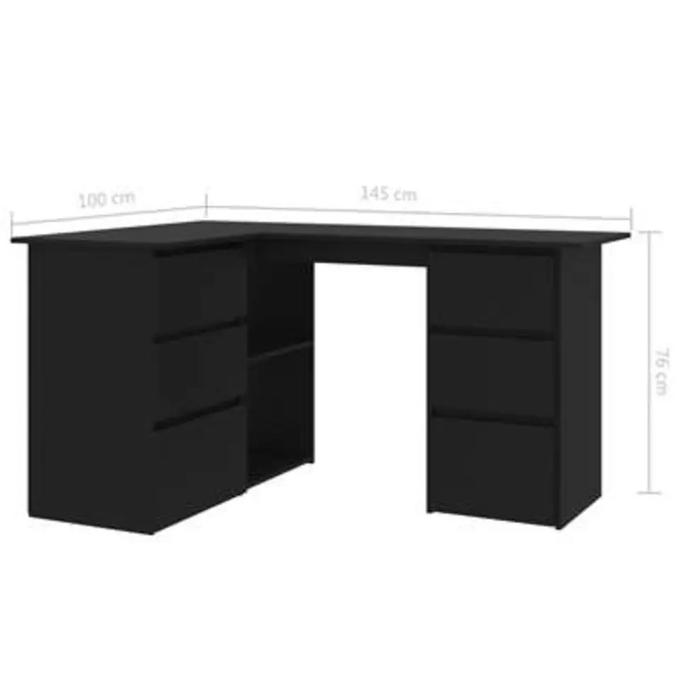 vidaXL - Hoekbureau - Zwart - Bewerkt hout