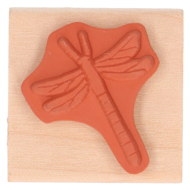 Stempel, berkenhout, libelle, 3,5 x 3,5 cm