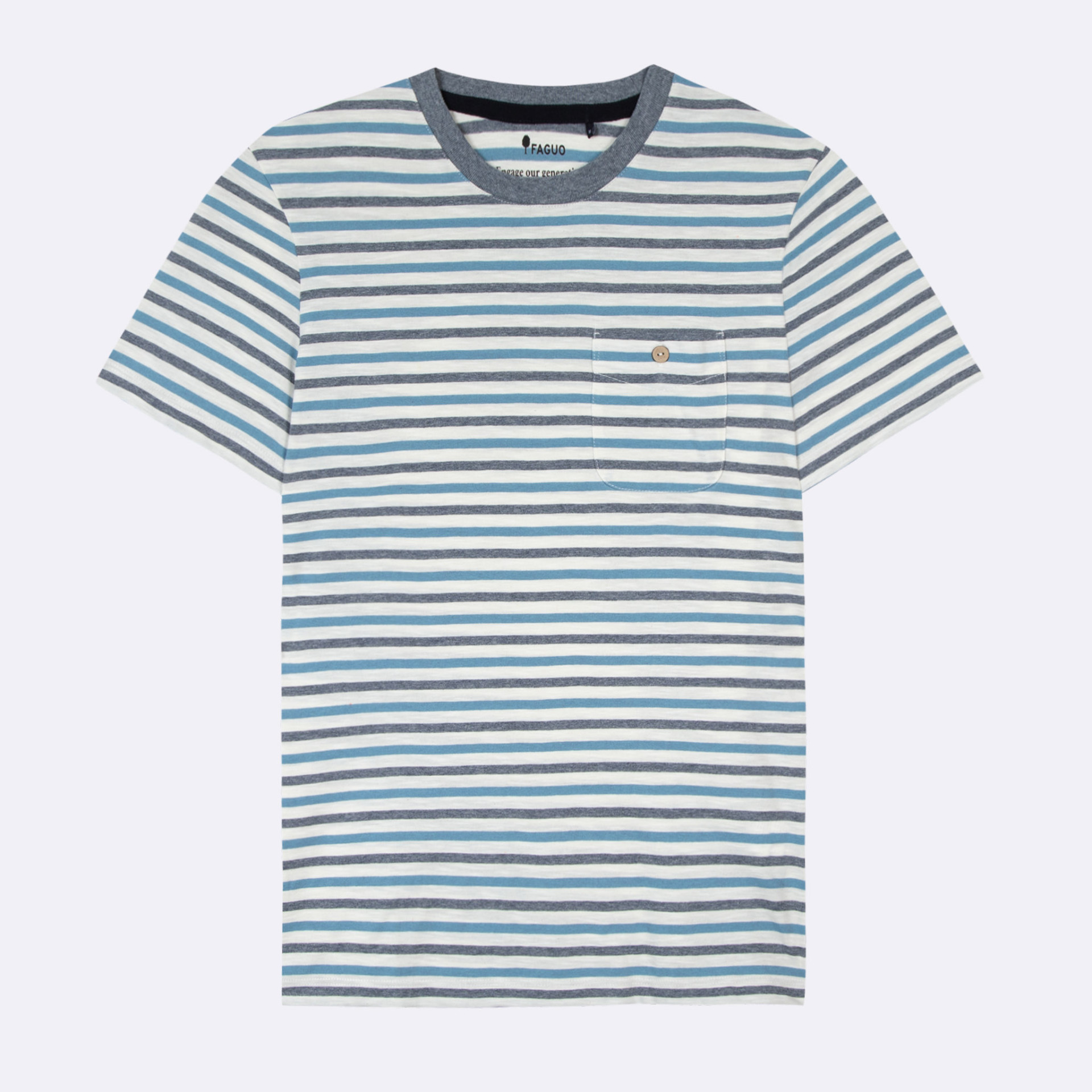 T-shirt rayé bleu & écru coton et coton recyclé - modèle olonne