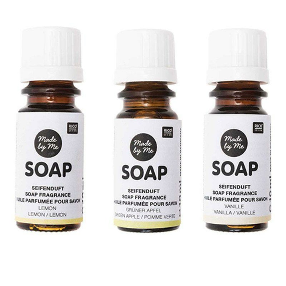 3 huiles parfumées 10 ml pour savon - citron, pomme, vanille
