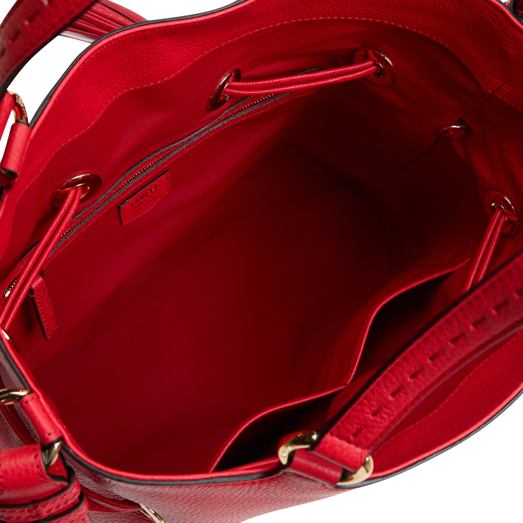 Sac seau en cuir grainé | Rouge