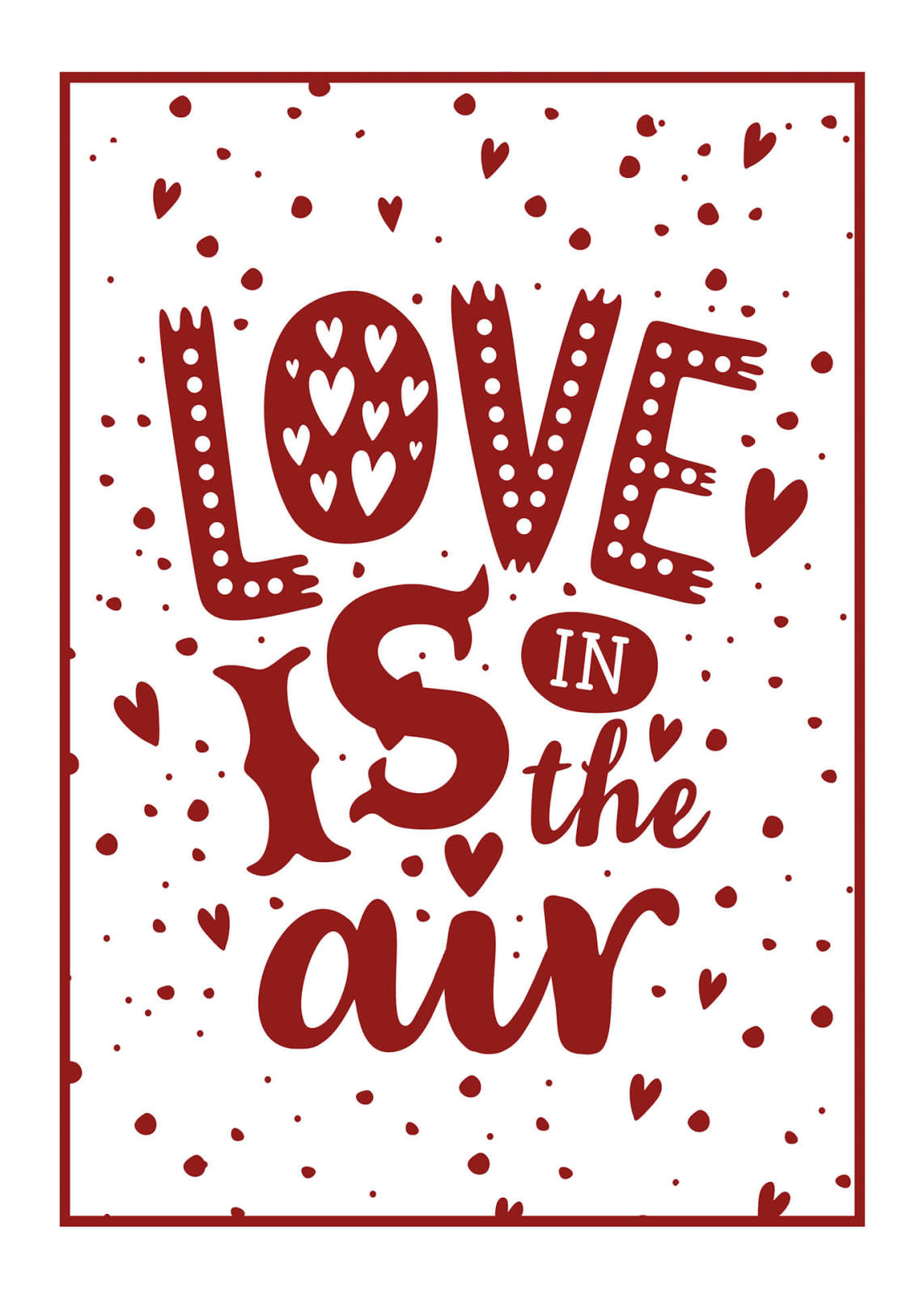 Leinwandbild LOVE IS IN THE AIR - weiß-rot - 50x70 cm