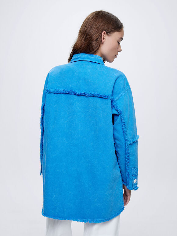 Sobretudo jeans 100% algodão - Azul