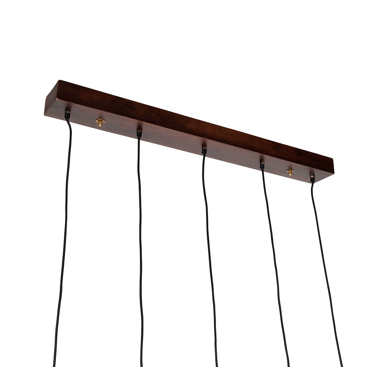 Industriële hanglamp brons met hout 5-lichts - Haicha