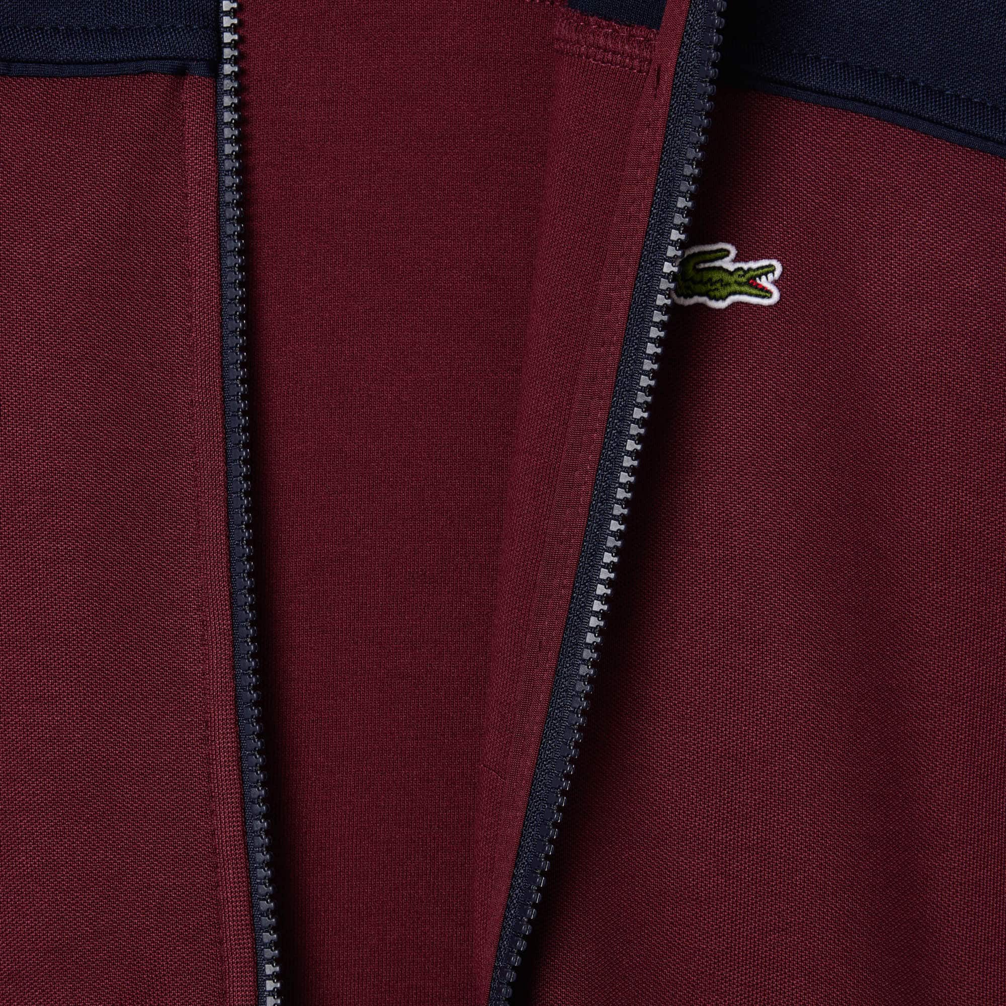 Sweatshirt zippé Paris color-block en interlock piqué Sweatshirts - Rouge - Lacoste - Femme