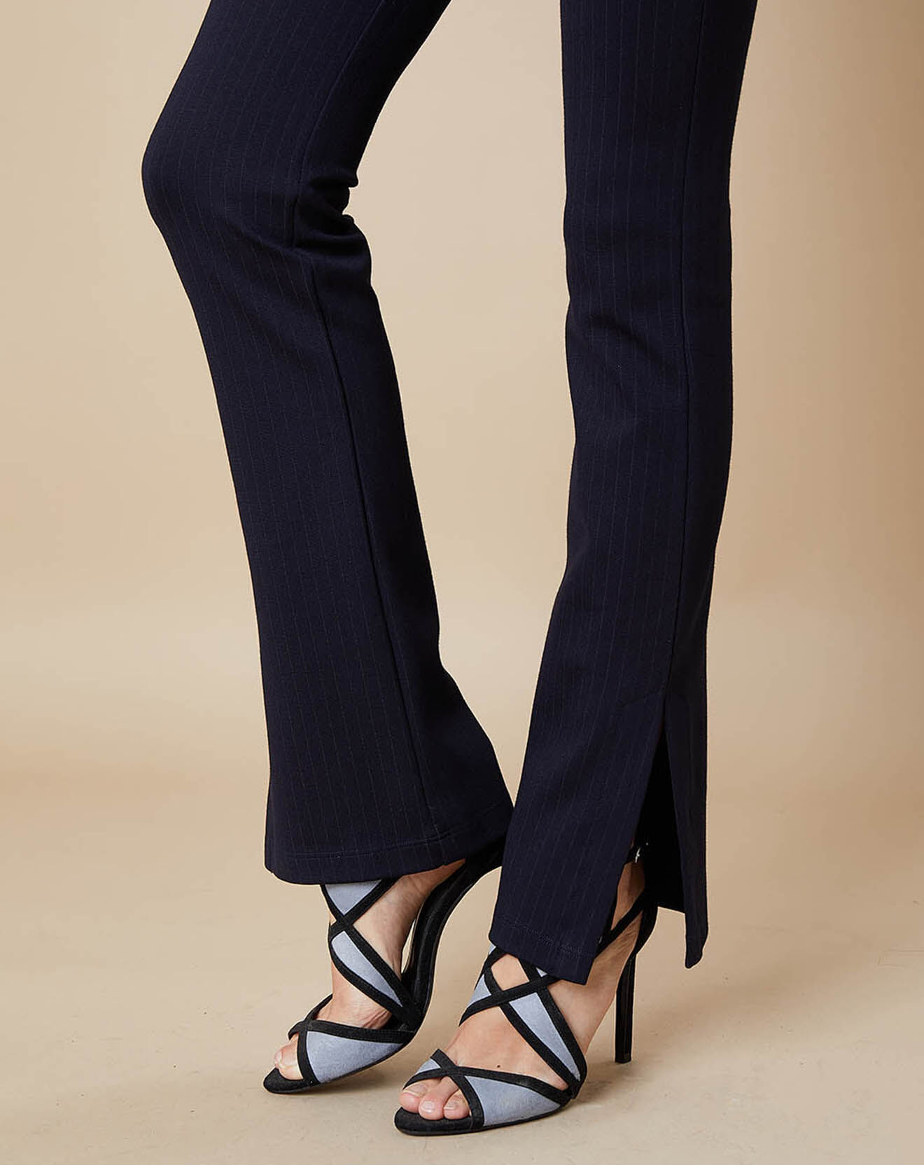 Belair Pantalon Poudre1 à rayures noir