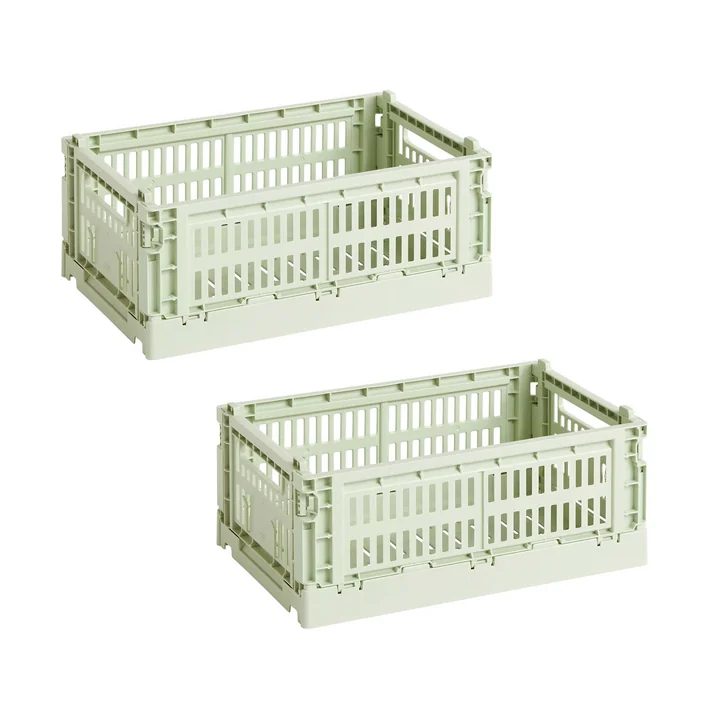 HAY - Colour Crate Korb S, 26,5 x 17 cm, mint, recycled (2er Set)