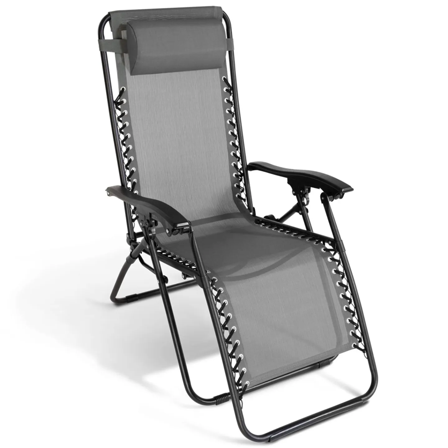 Lot de 2 fauteuils de jardin inclinables RELAX grand confort gris anthracite