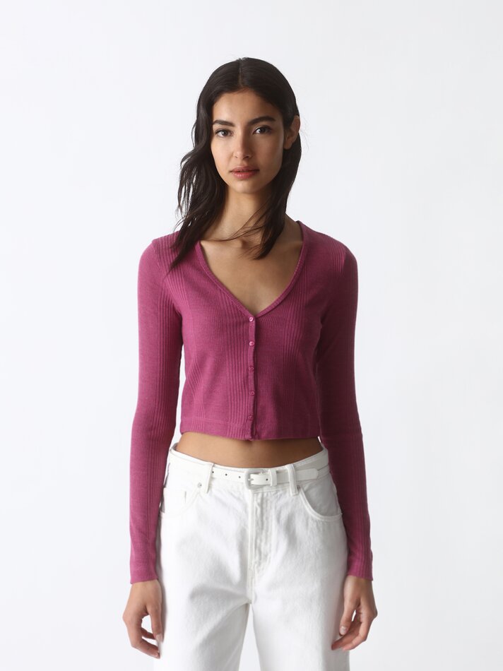 Camiseta com botões - Rosa Malva