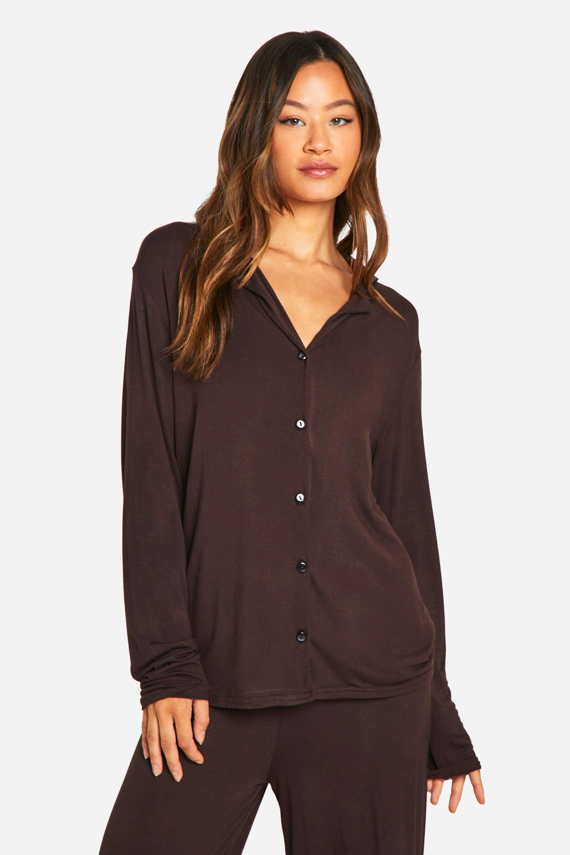 boohoo Ensemble De Pyjama Grande Taille Haut À Manches Longues & Pantalon