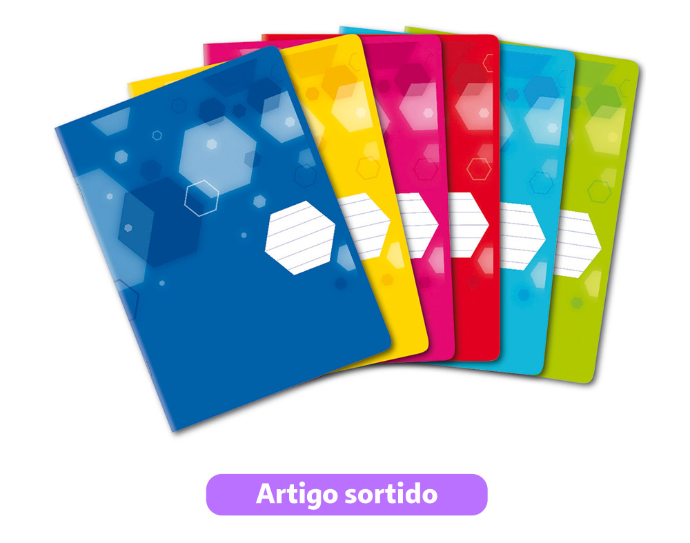 CADERNO AGRAFADO PAUTADO A5 AUCHAN 48 FOLHAS CORES SORTIDAS