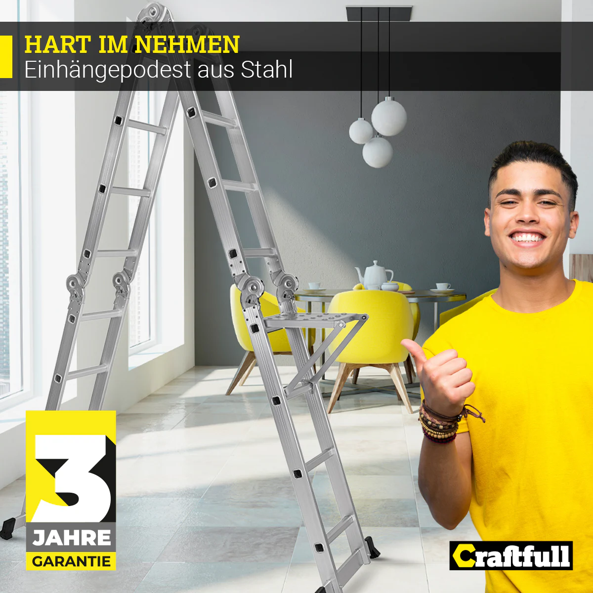 Ablagefläche für Craftfull Mehrzweckleiter CF-104A, zum Einhängen, Stahl, einklappbar, max. 30 kg