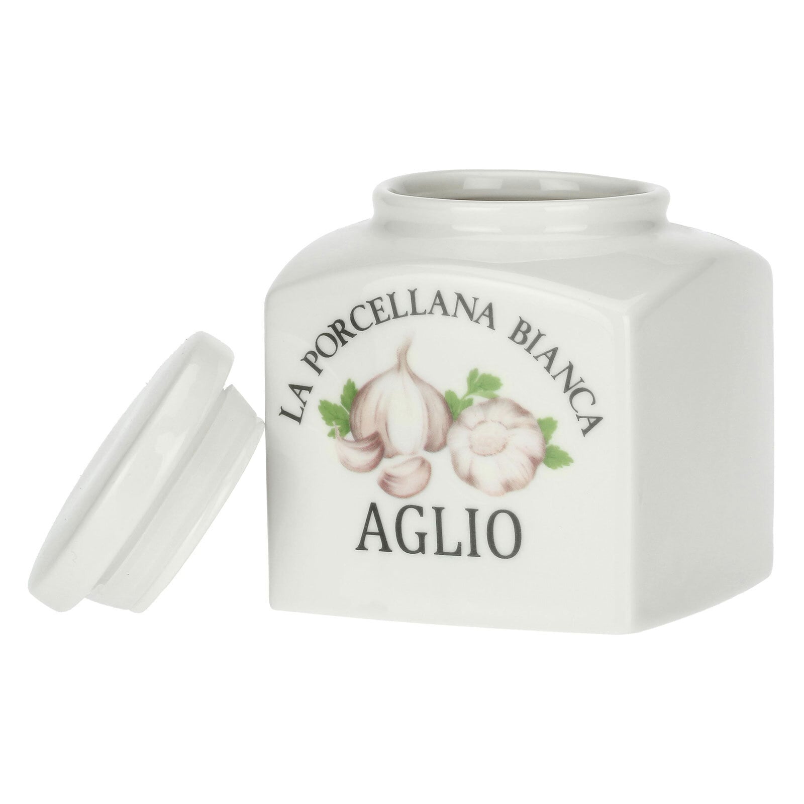 LA PORCELLANA BIANCA Aufbewahrungsdose CONSERVA Aglio 10,5 cm Porzellan weiß