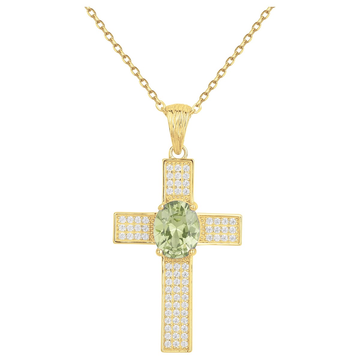 Collier Elisabeth en Plaqué Or avec oxyde de zirconium vert