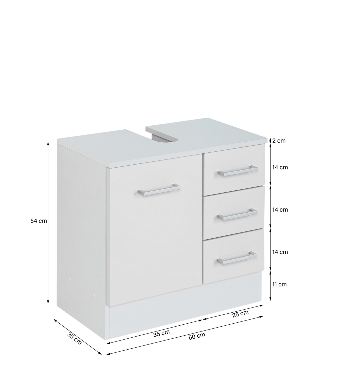 Waschbeckenunterschrank RIGA - weiß - 60 cm