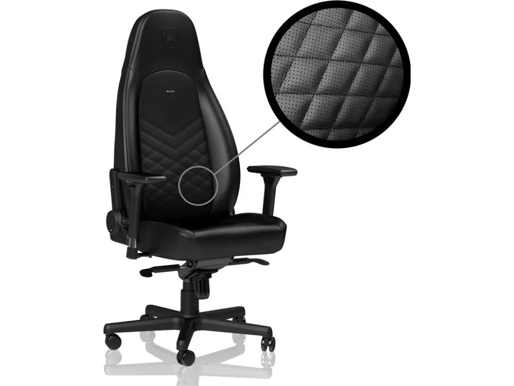 noblechairs Icon, Polstret sæde og ryglæn, Sort, Kunstigt læder, Polyurethan (PU)