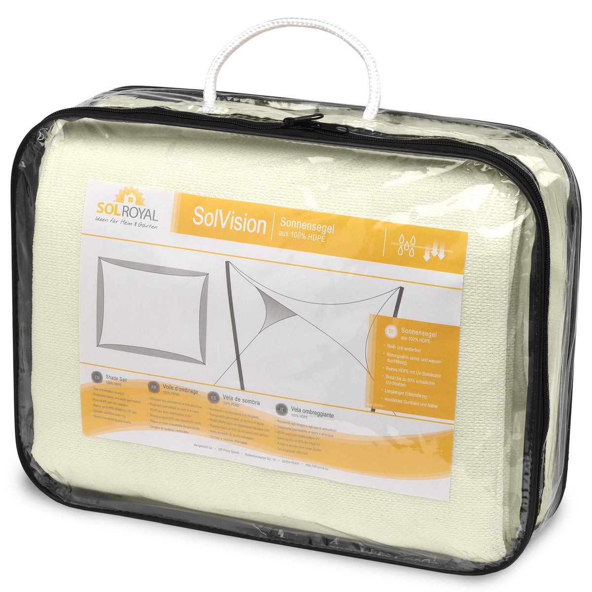 SolVision HS9 Zonnescherm 200x200cm Rechthoekig Crème HDPE