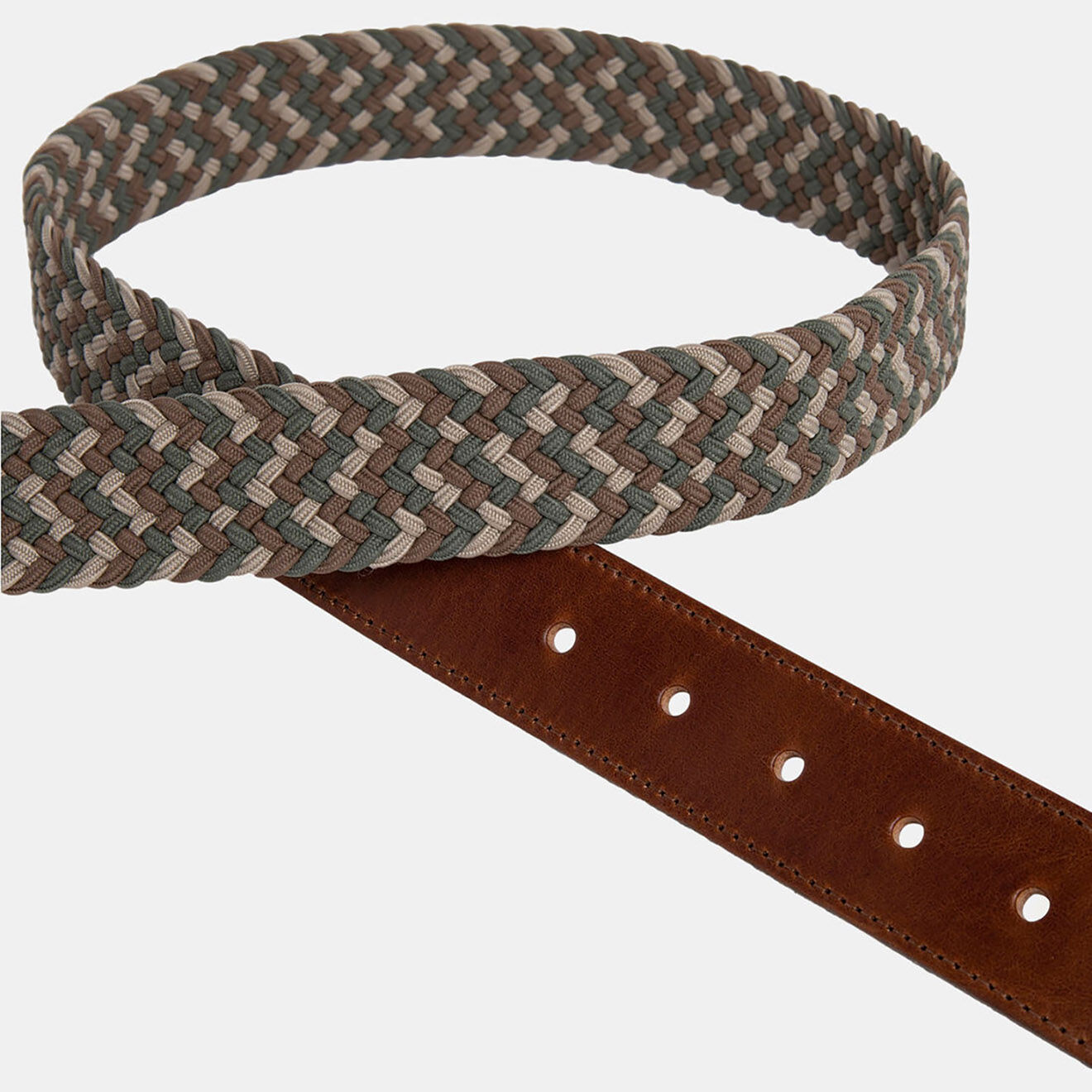 Hackett London Ceinture tressée bicolore kaki/beige