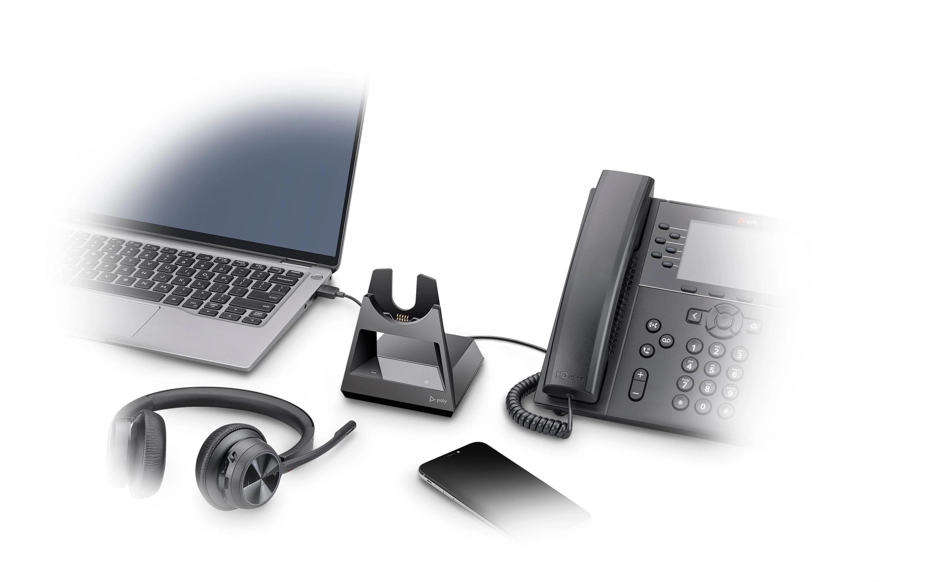 Headset Poly Voyager 4320 MS Duo USB-C, inkl. LadestationPoly Voyager Bluethootbüro-Headsets