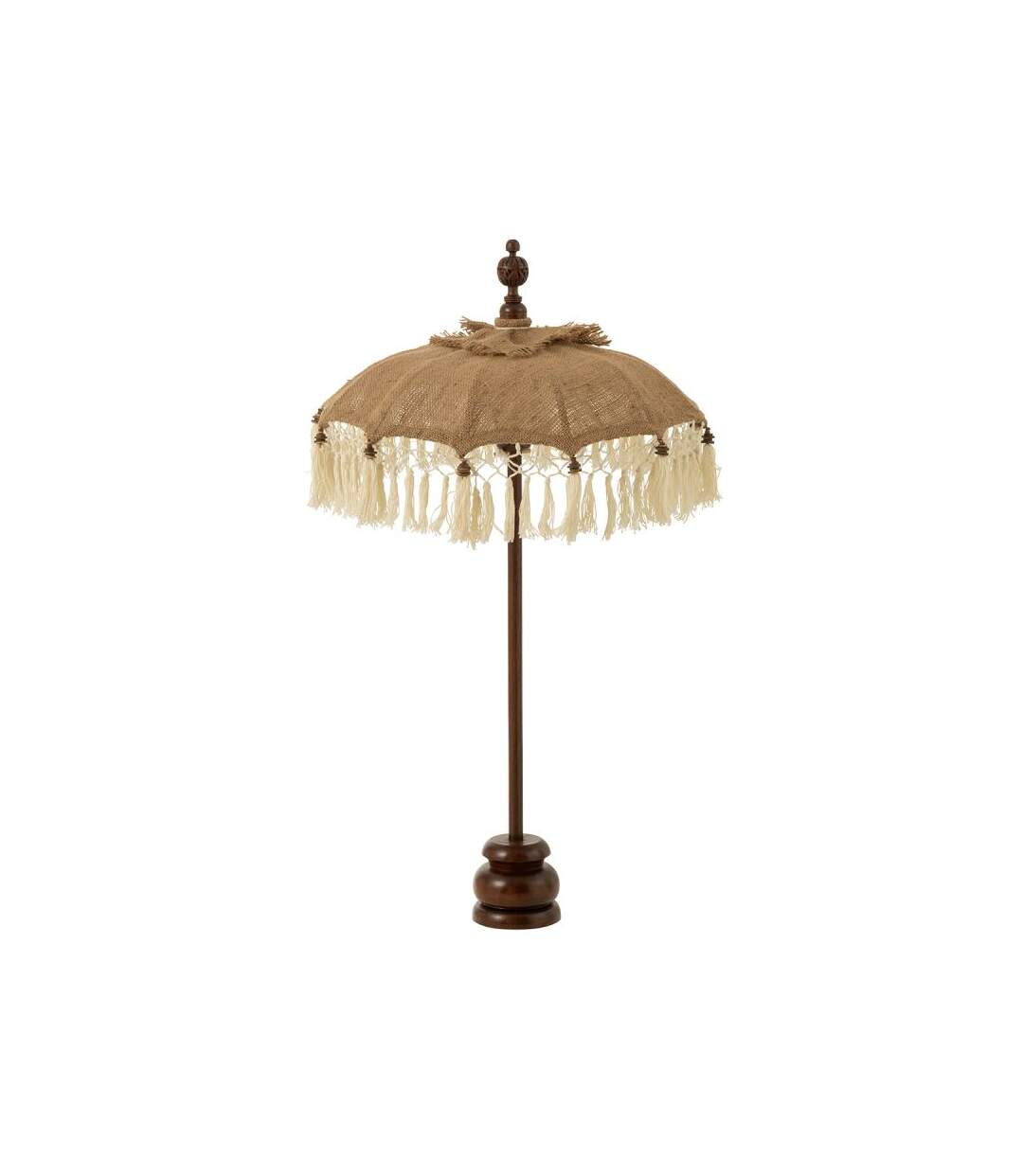 Paris Prix - Parasol Déco En Jute pompons 87cm Beige