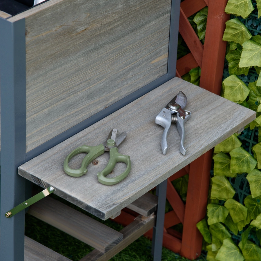 Outsunny Hochbeet mit Klapptischen grau