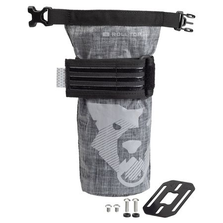 B-RAD TEKLITE ROLL-TOP BAG mit Montageplatte an Bidonhalterösen  grau  1L