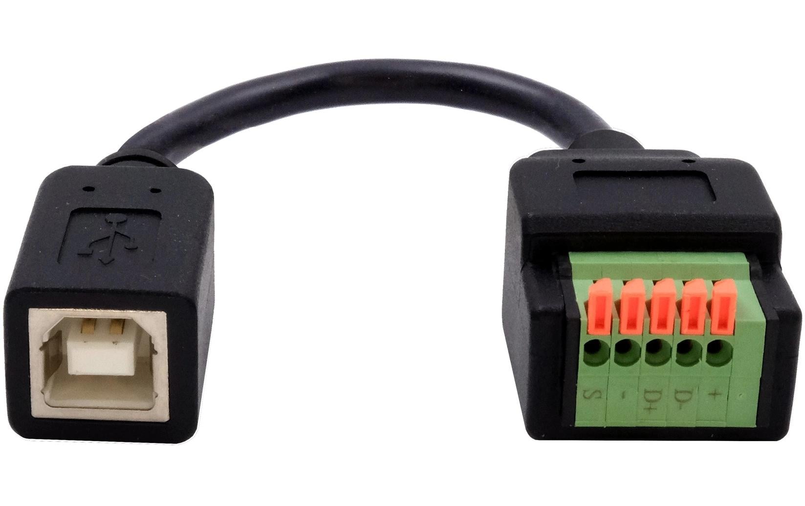 USB 2.0 Adapter USB-B Buchse - Terminalblock 5-pinKabel-Adapter USB-B Buchse zu 5-pin Terminal Block mit Drucktaster, USB 2.0, 15 cm