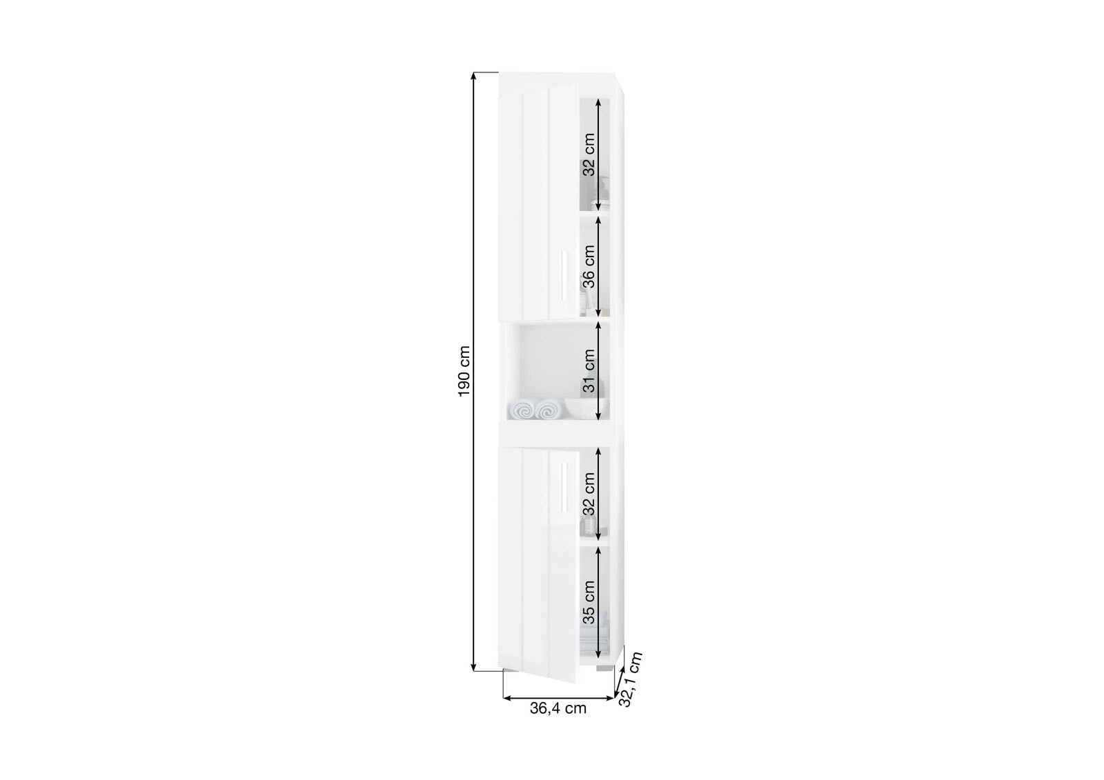 Hochschrank Snow Hochglanzfront weiß