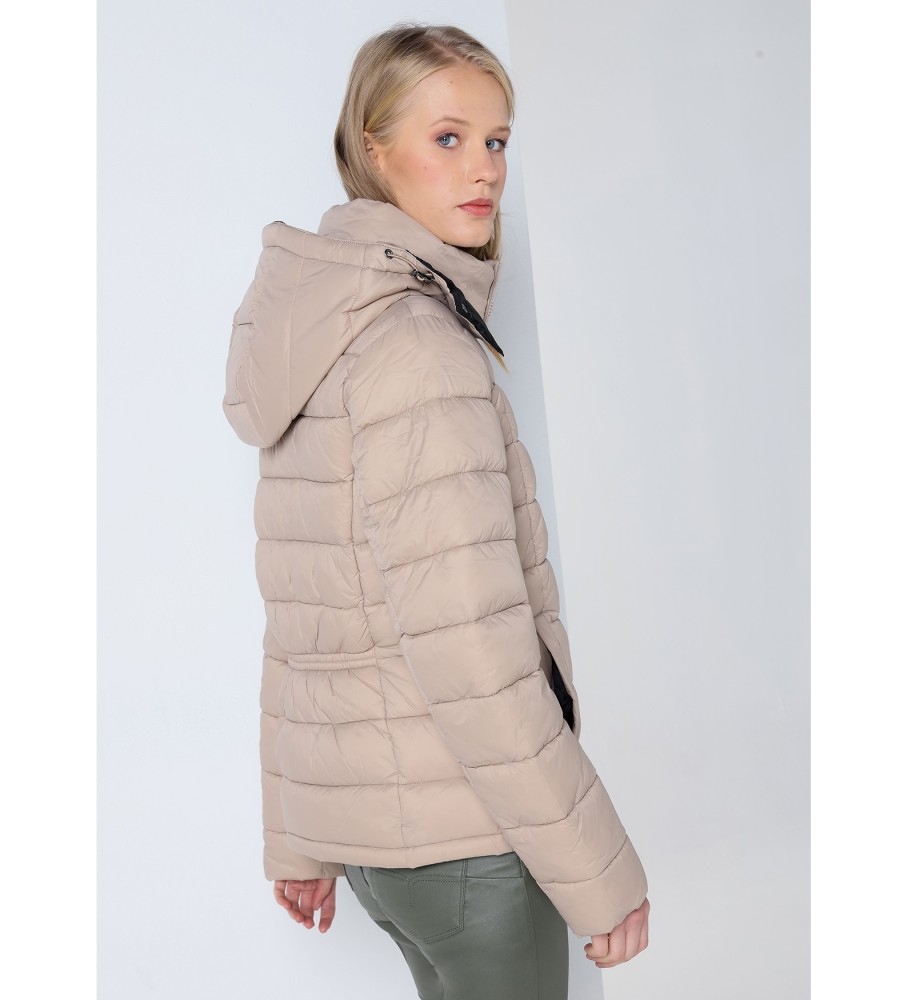 Casaco puffer acolchoado Lois com capuz, bege