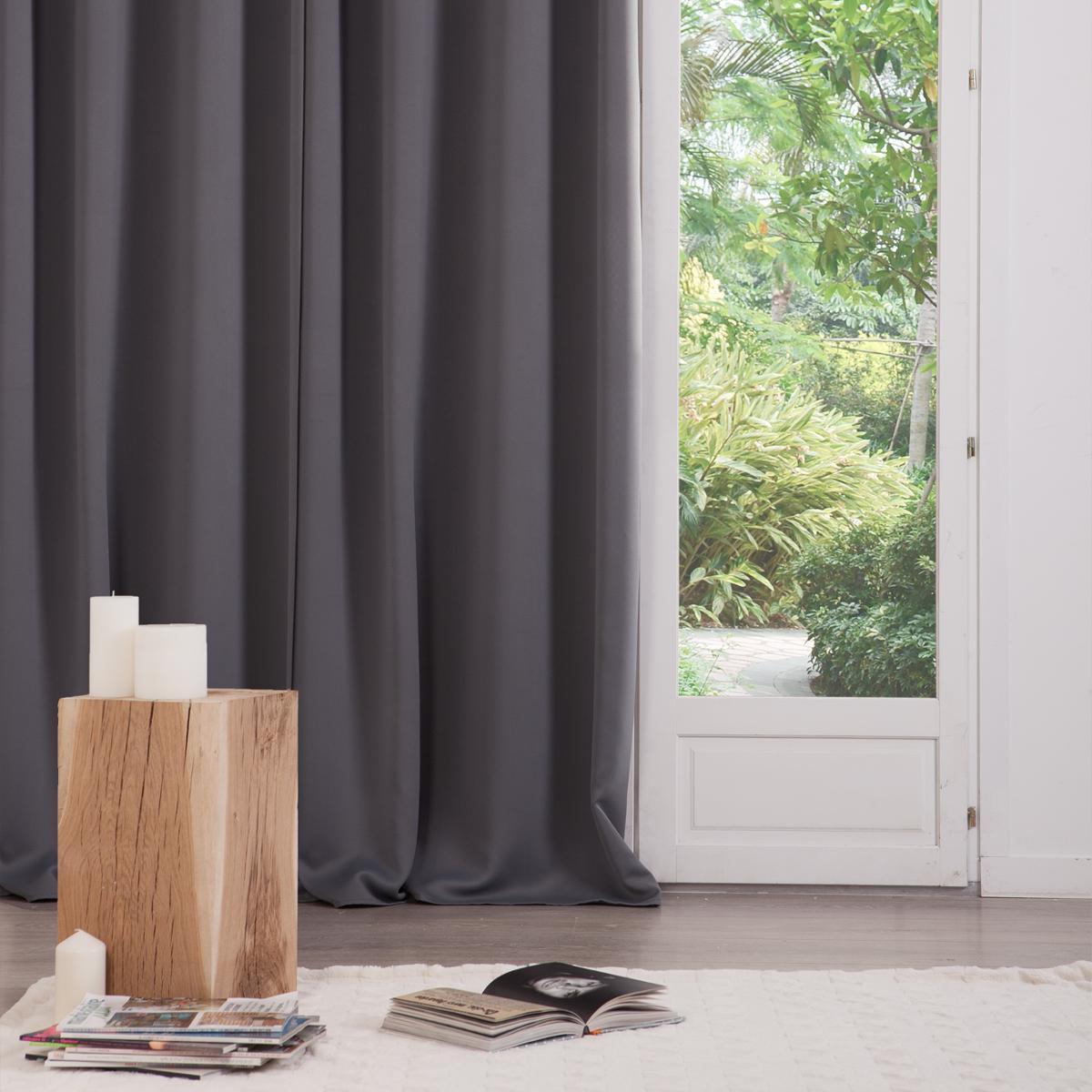 RIDEAU OCCULTANT GRIS 135X240CM X2 PIECES