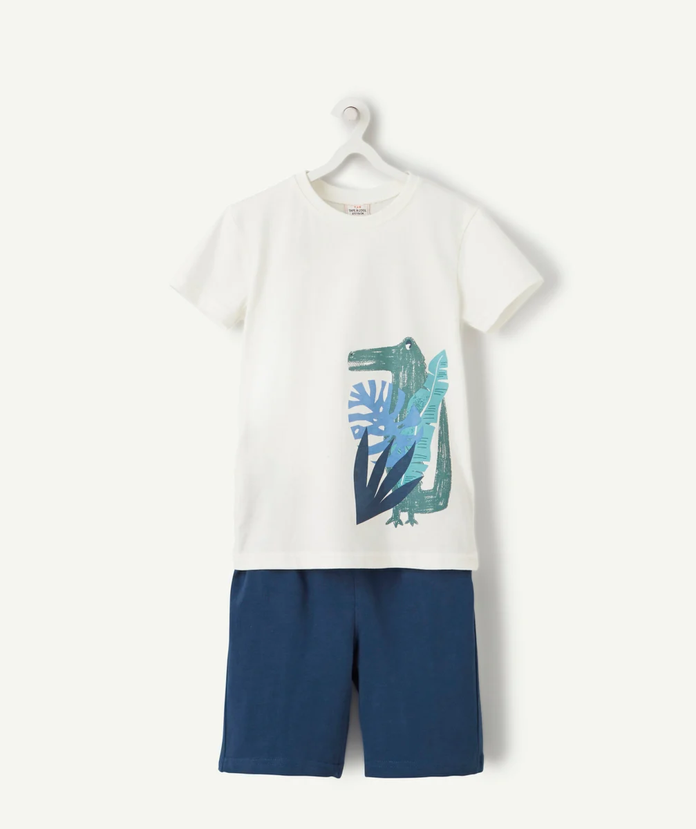 PYJAMA GARÇON EN FIBRES RECYCLÉES MOTIFS CROCODILE ET FEUILLES
