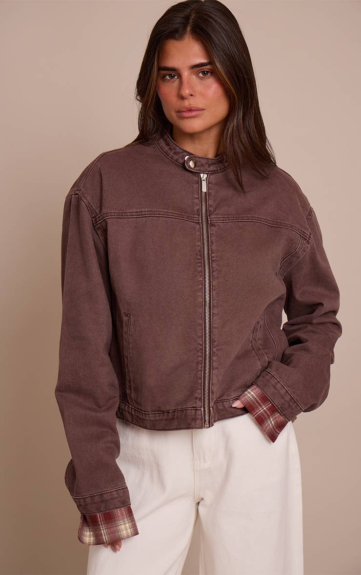 Chocolate Plum Veste En Denim Ample À Col Motard