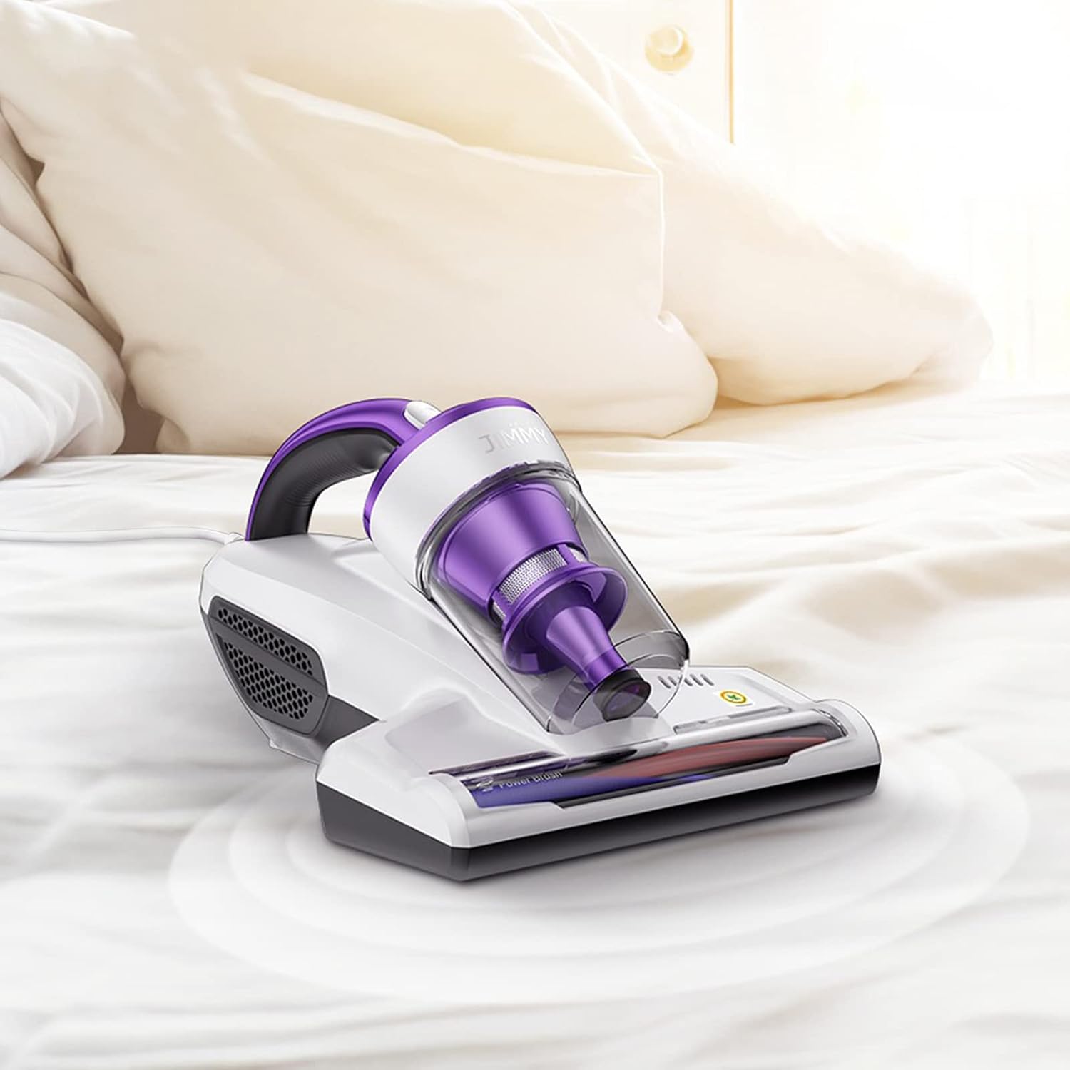 Jimmy Neuste Version 2025 JV12 Milbensauger für Matratzen mit UV-C Lampe Ultraschall Komposit-Bürstenrolle, Doppelzyklon HEPA-Filter 5m Kabel 400W Leistungsstark Matratzenstaubsauger für Allergiker