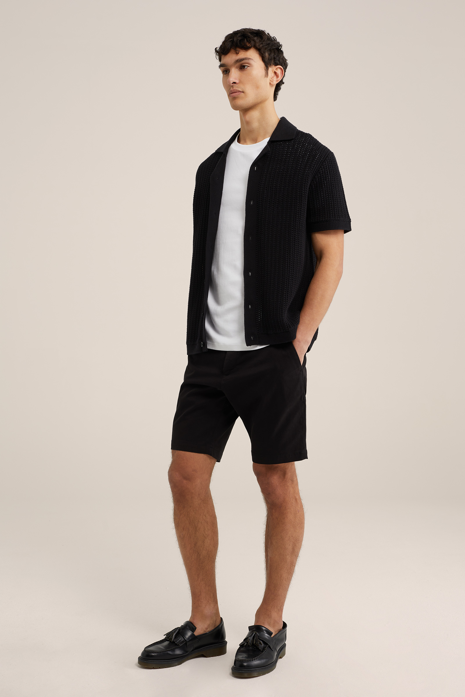 polo met opengewerkt dessin WE Fashion Zwart
