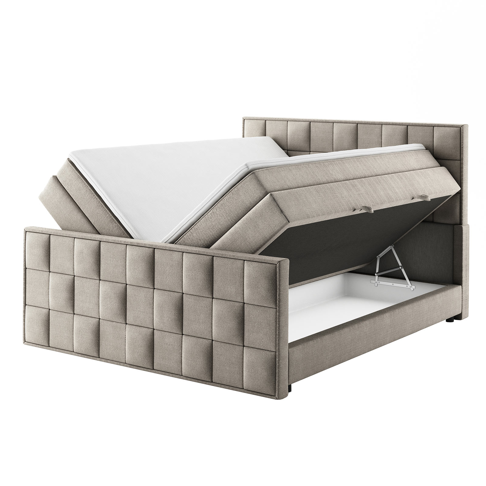 Boxspringbett - creme - H3 - 140x200 cm
