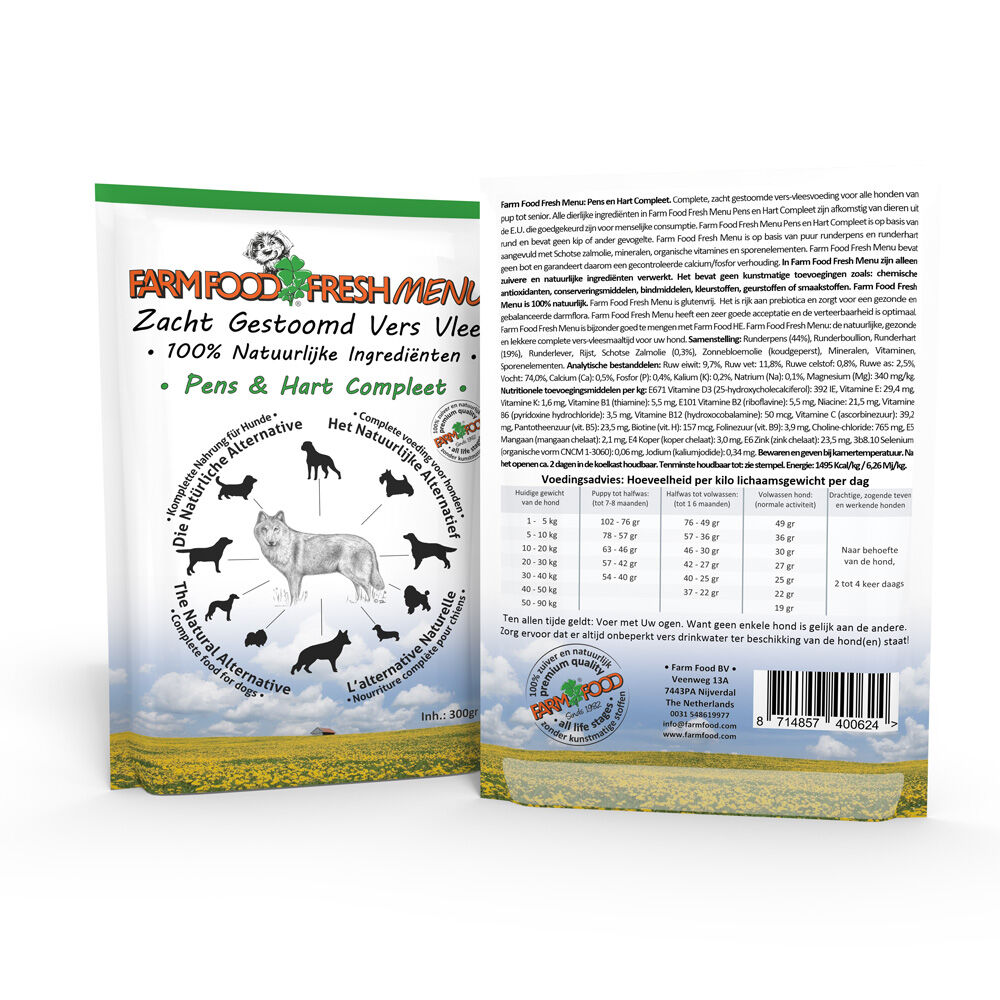 Farm Food Fresh Menu  - Hondenvoer - 300 Gram - hart, pens