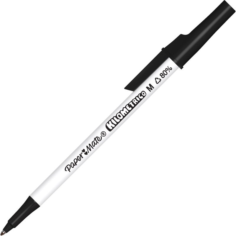Stylo bille Papermate Kilometrico à capuchon pointe 1 mm - écriture moyenne - Pochette de 8 couleurs assorties