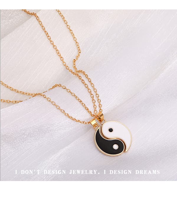 INF Yin Yang par halskjede med matchende anheng Gull 2 stk