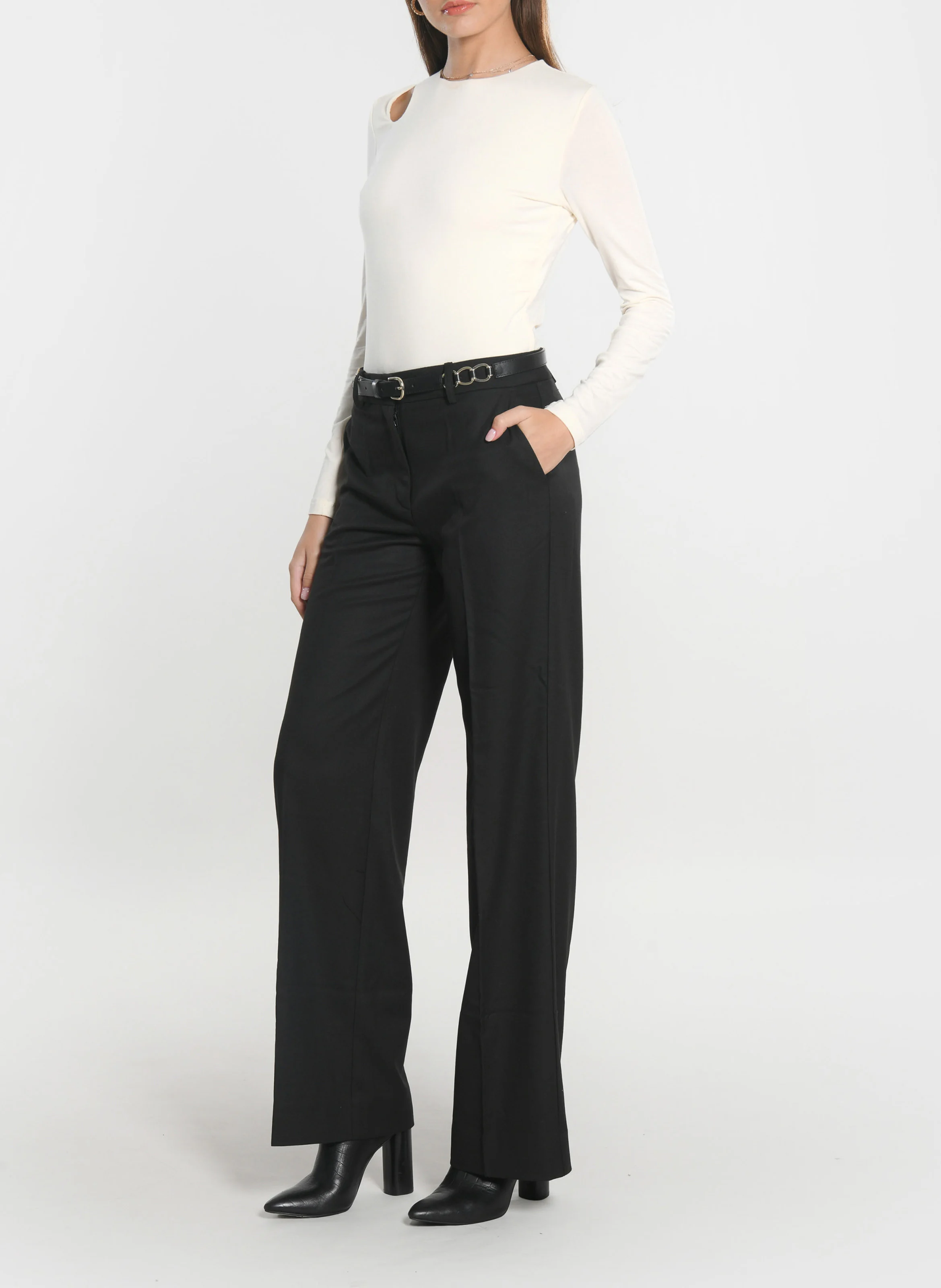 SHEILA - Pantalon de costume large | Noir