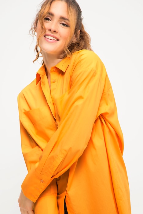 Hemdbluse, oversized, Hemdkragen, Langarm