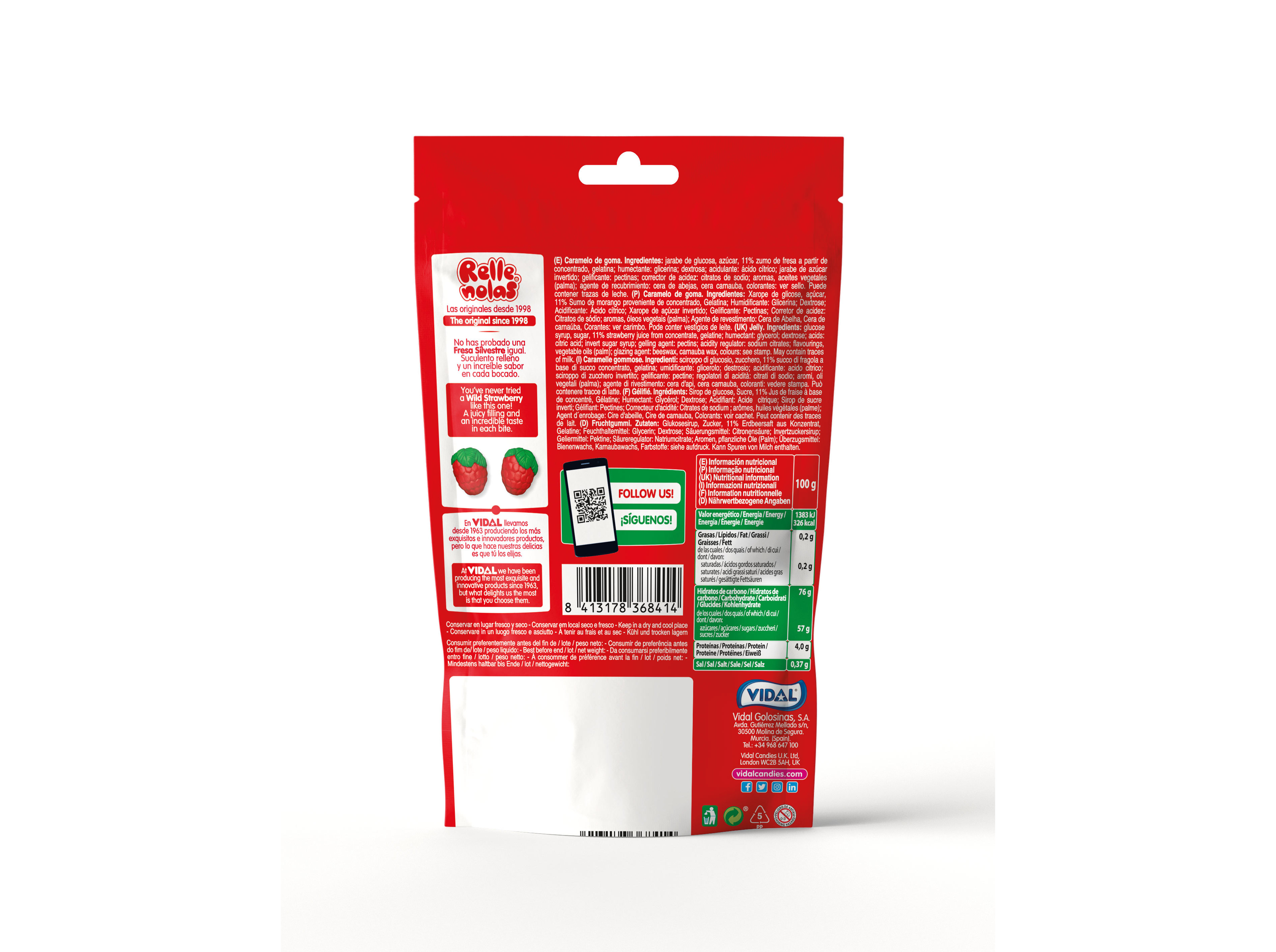 GOMAS VIDAL MORANGOS RECHEADOS 180G