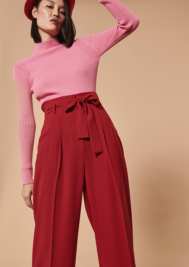 Pantalon Pylarouge framboise en crêpe