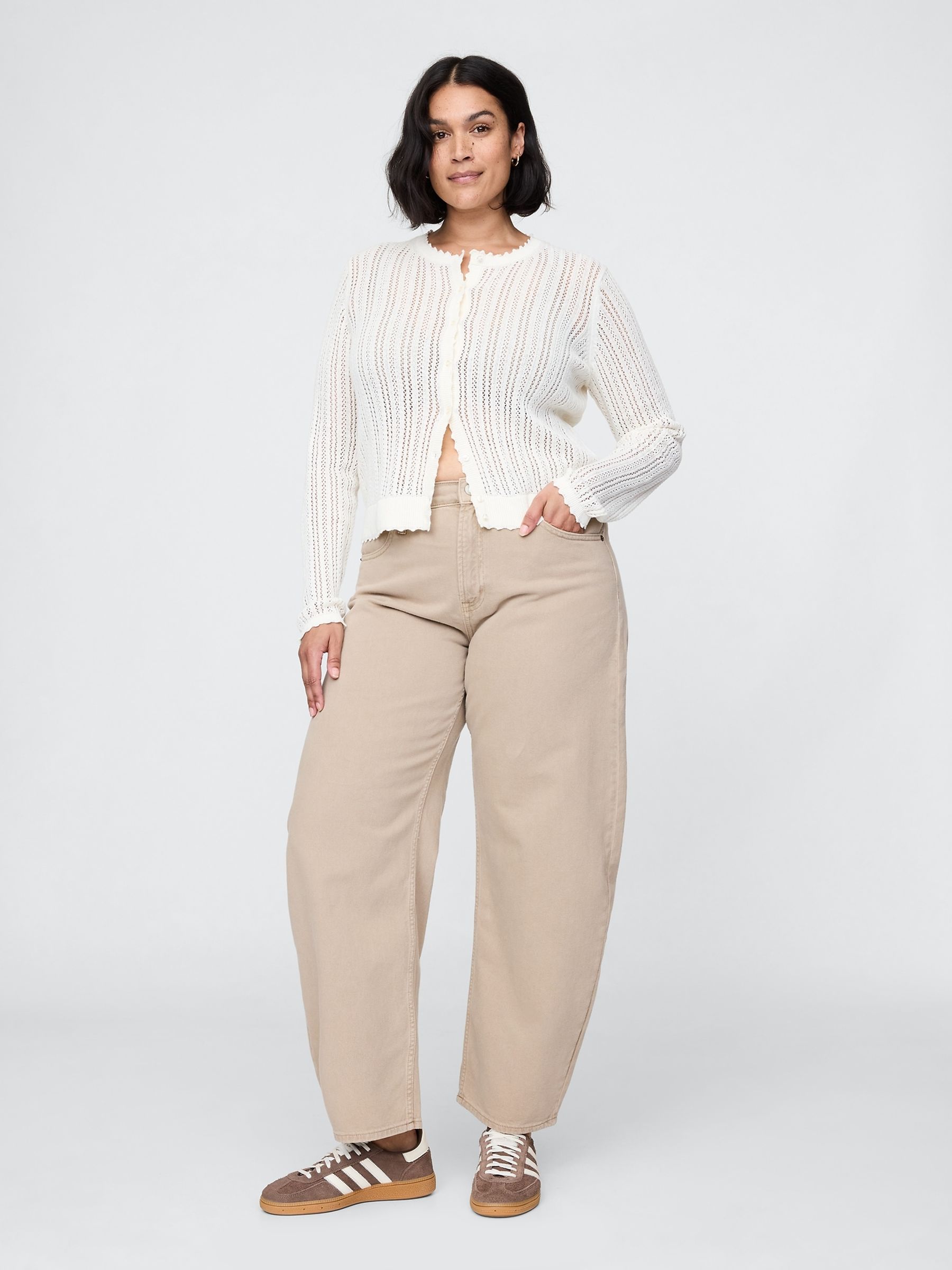 Beige - Gap jeans met hoge taille en toelopende pijpen
