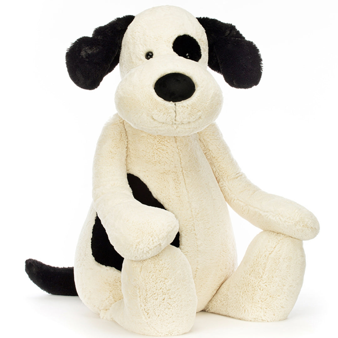 jellycat knuffelhond bashful black & cream puppy - 108 cm