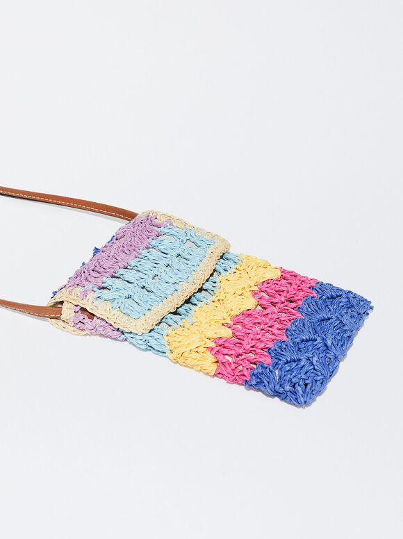 Bolsa de palha para celular - Fúcsia